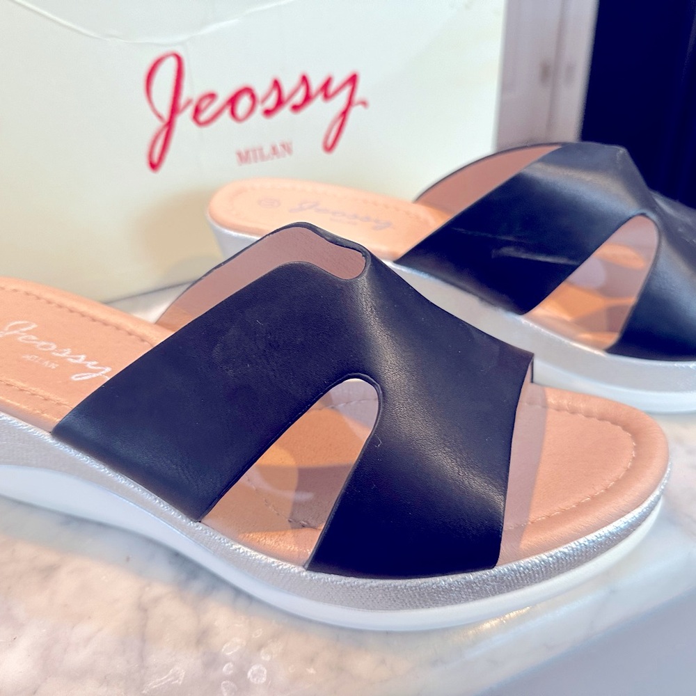 NEW Jeossy Women's Sandals 825 Platform Peep Toe Wedge High Heel Slip On Shoes